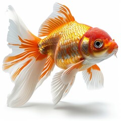 Wall Mural - a goldfish with a red and white tail