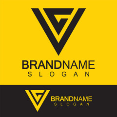 Creative letter CV or VC monogram logo inverted triangle shape.