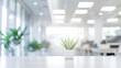 © Generative AI - Blur background of empty modern office background in city center  Workspace interior design  Clean and bright office gallery background : Generative AI