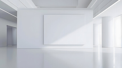 Aufkleber - A grand white canvas in a minimalist room is a focal point that encourages reflection : Generative AI