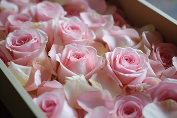 Poster - Close-up of a bouquet of pink roses, highlighting their intricate petals and gentle hue