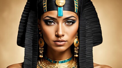  Portrait of an ancient Egyptian goddess. Beautiful young girl with the style of ancient Egypt. 