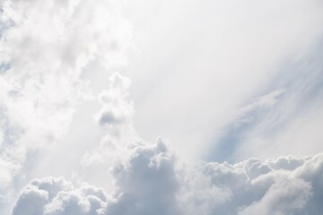 Wall Mural - Beautiful pale white gray sky with fluffy clouds