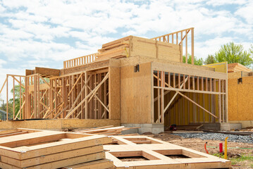 Wall Mural - frame from the wall of a plywood house