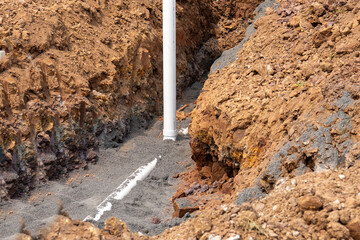 Wall Mural - Installation underground storm sewer pipes of water main and sanitary sewer ground work