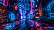 A futuristic neon city background - Lights design