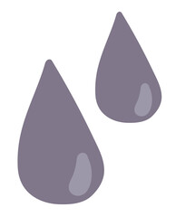 Poster - Black oil drops in flat design. Glossy fuel drips, dirty ink dye droplets. Vector illustration isolated.