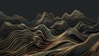 © Bijac - opulent gold line art on black luxury wallpaper with minimalist mountains ai generated illustration