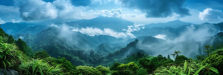 Wall Mural - Mountain views from Beidawushan, Taiwan realistic nature and landscape