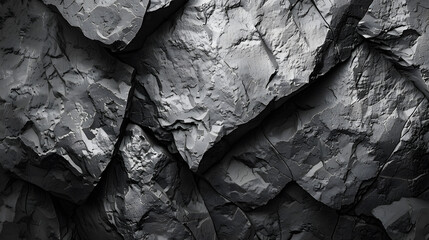 Aufkleber - Black white stone texture Rock surface Closeup Like a old rough concrete wall Dark gray grunge background with space for design Template Backdrop Wide banner Panoramic : Generative AI