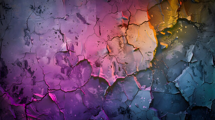 Poster - Old painted cracked concrete wall Texture Abstract background Colorful pattern : Generative AI