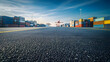 © Generative AI - Empty asphalt road and container port background : Generative AI