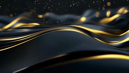 Wall Mural - blue and gold abstract shapes animation with sparkling particles. seamless loop for luxury event vid