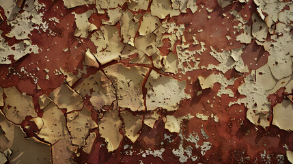 Poster - Cracked and peeling paint old wall background Classic grunge texture : Generative AI
