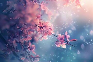 Canvas Print - Delicate cherry blossoms captured in a soft, dreamy light, conveying a sense of peacefulness and renewal