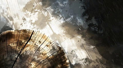 Aufkleber - Planks logs a drawing of a tree Background for design and presentations : Generative AI