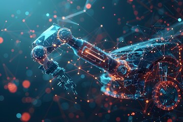 A robot navigating a web of dots and lines