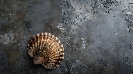 Wall Mural - Loft style shell of shellfish on the dark gray cement wall surface Texture background : Generative AI