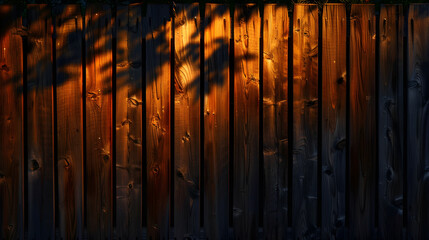 Aufkleber - Wooden fence under the lights at night : Generative AI