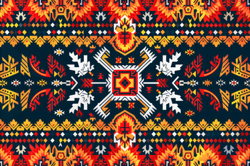 Aztec peruvian mexican knit pattern, ethnic ornament. Vector seamless background with knitted texture, inspired by native indigenous culture of Mexico and peru. Geometric shapes textile decorative art