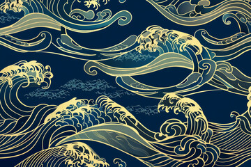 Wall Mural - Background of japanese style wave pattern texture