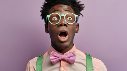 Canvas Print - Surprised Man with Colorful Glasses