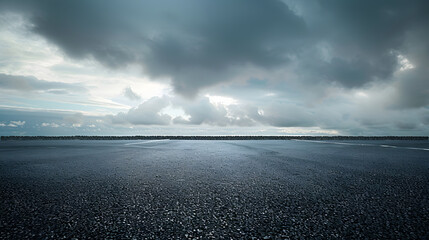 Fototapete - Sky Background Cloud Horizon with Dark Asphalt Floor Empty Scene : Generative AI