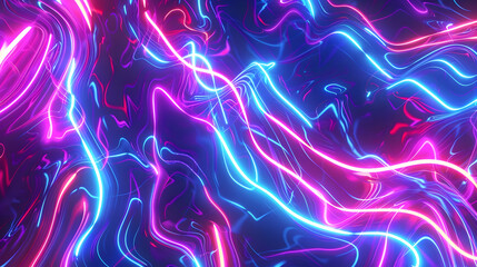 Poster - 3d rendering glowing lines neon lights abstract psychedelic background ultraviolet vibrant colors High quality photo : Generative AI