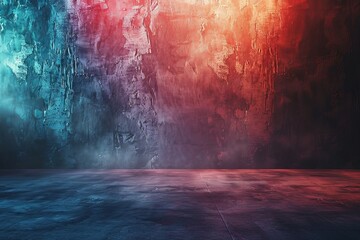 Sticker - Vibrant red, blue, and purple hues create a textured wall with sleek floor reflection evoking emotion and depth