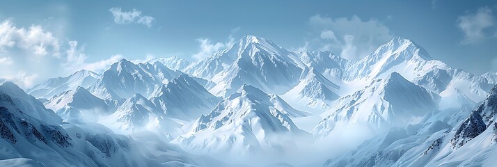 Wall Mural - mountains covered with snow against a blue sky realistic nature and landscape