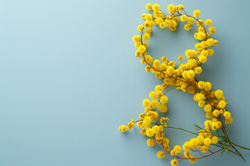 Wall Mural - A bouquet of yellow flowers arranged in the shape of the number 8