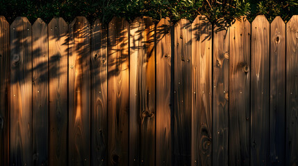 Aufkleber - Wooden fence under the lights at night : Generative AI
