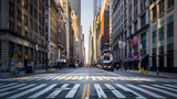 New York City Manhattan empty street at Midtown at sunny day : Generative AI