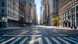 © Generative AI - Empty streets with no people at the intersection of 23rd and 5th Avenue in Manhattan New York City : Generative AI