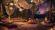 Adorned with celestial decor, hanging lanterns, and plush seating, its a dreamy. Generative Ai