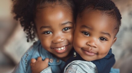 Poster - The Embracing Smiling Siblings