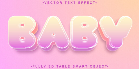 Wall Mural - Cute Soft Pastel Baby Vector Fully Editable Smart Object Text Effect
