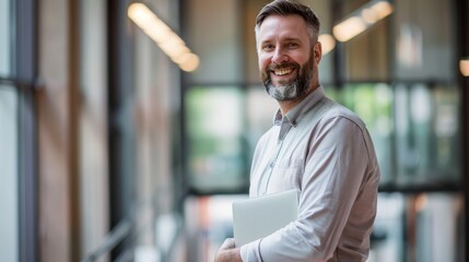 Wall Mural - Smiling Professional with Laptop