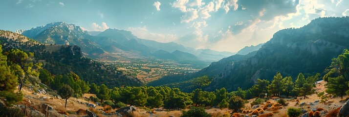 Wall Mural - Mountains near Goudouras village in southern Crete realistic nature and landscape