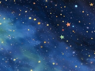 Wall Mural - abstract digital painting of a night sky filled with colorful stars. bright, multicolored stars scat