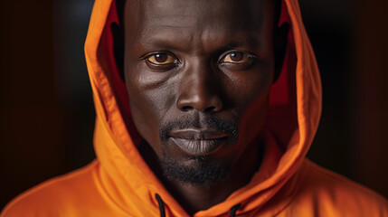 Wall Mural - portrait of a south sudanese, orange background