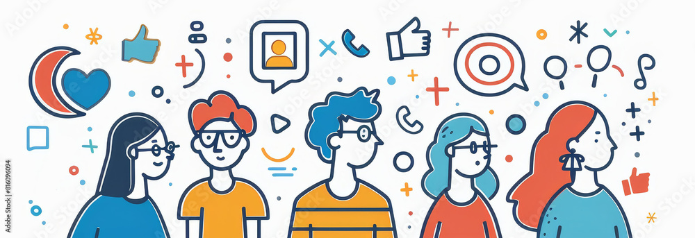 Interaction Program Banner Colorful illustrated banner showcasing youthful, diverse group ...