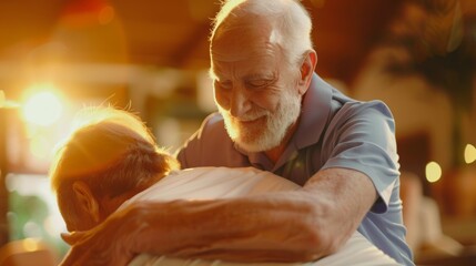 Sticker - Elderly Couple Embracing Lovingly