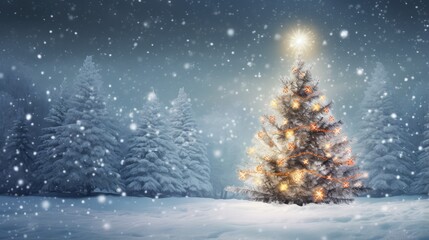 Wall Mural - christmas tree in the snow