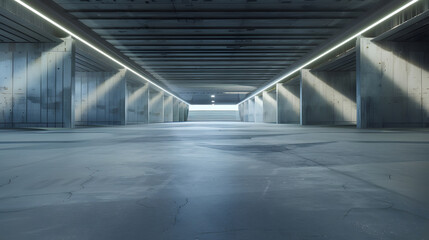 Poster - panoramic empty concrete road for parking lot to display with futuristic style : Generative AI