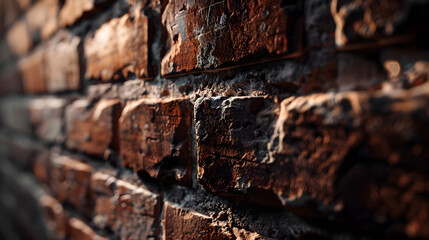 Poster - Brick background closeup in diffused light : Generative AI