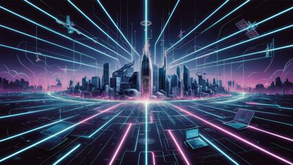 worldwide network connection, digital art illustration