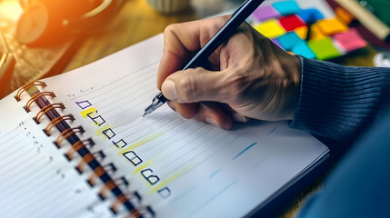 Leinwandbilder - The man hand that is writing the todo list in the notebook working and business concepts : Generative AI
