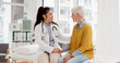 © peopleimages.com - Holding hands, happy or doctor with patient in consultation for healthcare advice or checkup at hospital. Support, cancer therapy or medical worker talking to person in appointment for medicare