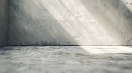 Fototapete - Room empty of cement floor with gray room cement or concrete wall texture background and sun light : Generative AI